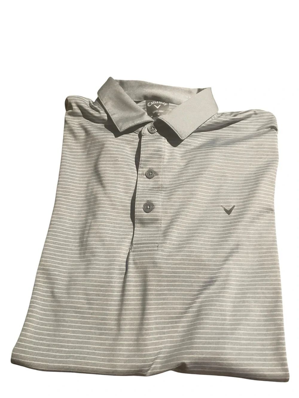 Callaway Light Gray Striped Polo Shirt excellent size medium
